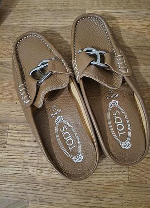 Жіночі мюлі tod's шкіряні коричневі