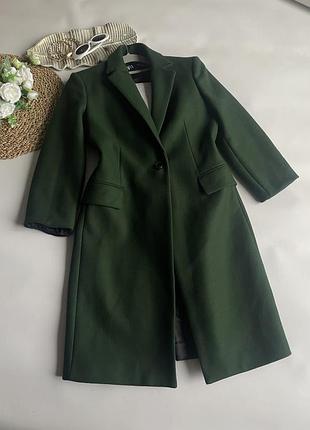 Смарагдова шерстяне пальто zara xc