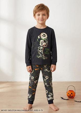 Дитяча піжама h&m disney halloween (зріст 122-128 см, 6-8 років) темна бавовняна піжама міккі маус та гуфі