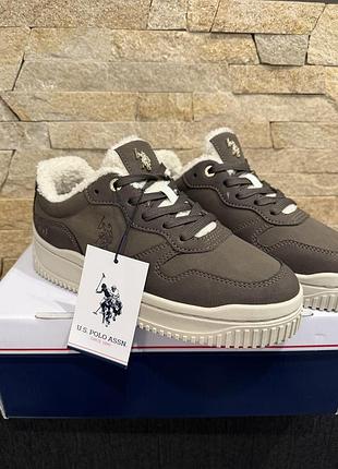 Кросівки жіночі u.s. polo assn. коричневі утеплені