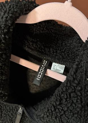 Кофта h&m тедді чорна штучне хутро 4