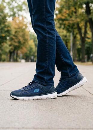 Чоловічі кросівки skechers, зручні кеди сині з білим, весна літо, р. 41