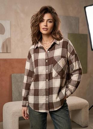 Жіноча сорочка h&m у клітинку коричнева
