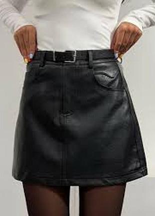 Стильная кожаная юбка h&amp;m eur38sk10