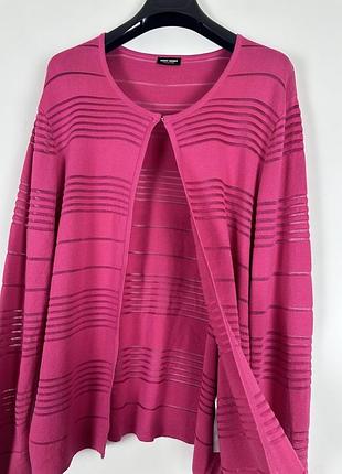 Gerry weber collection кардиган малиновый розовый в полоску трикотажный на застежке длинный рукав классический нарядный женский размер 44 l