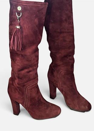 Замшевые сапоги-ботфорты elisabetta franchi (италия), оригинал, р. 37