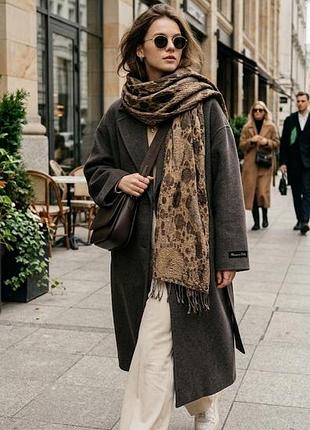 Довгий двосторонній шарф палантин у стилі бохо, massimo dutti, фактурна жатий акрил (230х65 см)