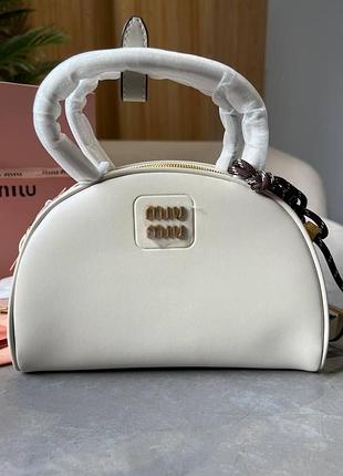 💎 miu miu leather top-handle bag large milk/gold