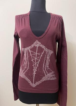 Жіночий лонгслив diesel бордового кольору s/m