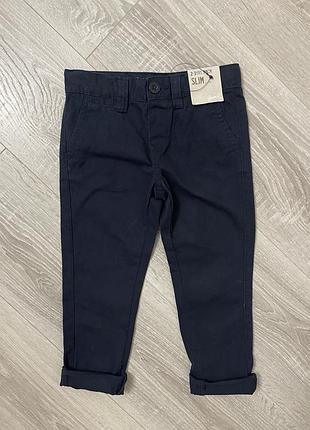 Брюки h&m для хлопчика, темно-сині, slim, 2-3 роки
