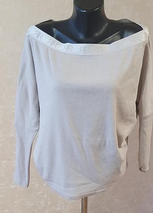 Кофта лонгслів river island у рубчик з відкритими плечима / джемпер кажана (розмір m / uk 12)