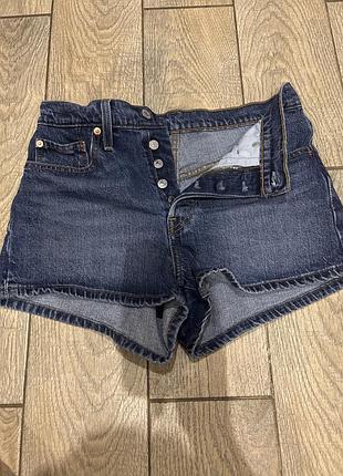 Шорти жіночі levi's джинсові сині на ґудзиках
