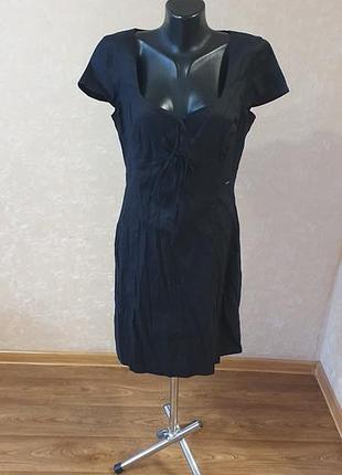 Лляна чорна сукня guess оригінал / маленька чорна сукня з ліоцелом (розмір l)