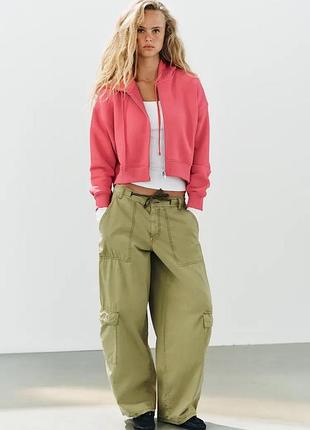 Рожеве худі з блискавкою zara new