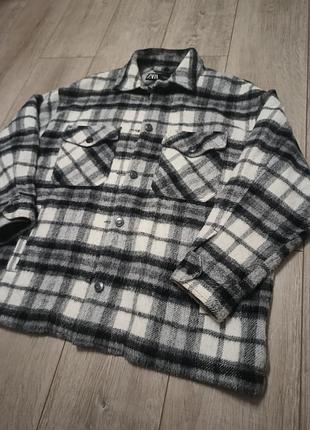 Куртка рубашка с шерстью zara wool blend, m. оверсайз, в идеале