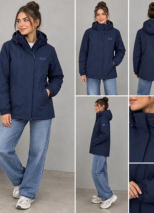 Жіноча хл вітрівка дощовик куртка jack wolfskin темно-синій