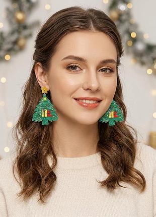 12-221/2 новогодние серьги подвески новогодняя елка