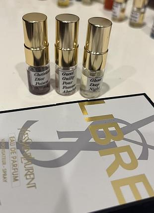 Ysl libre, dior poison, gucci guilty absolute, ghost deep night