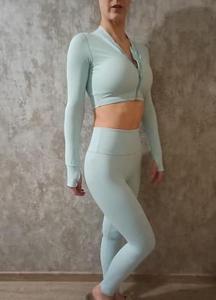 Голубой спорт комлект missy sport, леггинсы+рашгард. размер s, u9 8