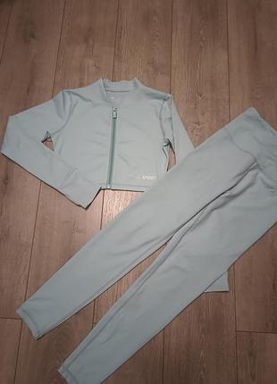 Голубой спорт комлект missy sport, леггинсы+рашгард. размер s, u9 8