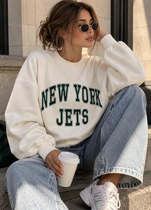 Світшот h&m nfl new york jets молочний оверсайз m, жіночий, кофта, оверсайз, oversize