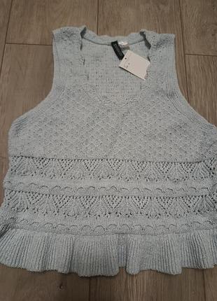 Новий ажурний топ h&m кроше, блакитний. розмір s