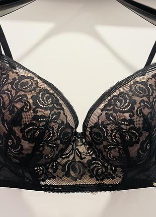Бюстгальтер бюстье бюст черный кружевной 38dd