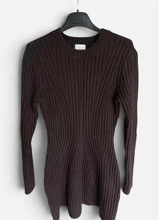 Коротка сукня h&m коричнева облягаюча в рубчик розмір s