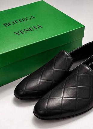 Чоловічі сліпери bottega veneta боттега венета чорні стьобані мокасини лофери без шнурків класичні