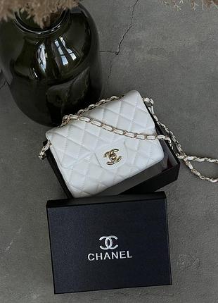 Сумка женская chanel мини гладкая белый