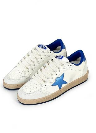Жіночі кеди golden goose ball star (white / blue або bluette)💙