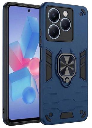 Чохол fiji defence для infinix hot 40 pro (x6837) протиударний бампер з кільцем підставкою dark blue