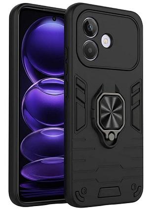 Чохол fiji defence для xiaomi redmi note 17 4g / 5g протиударний бампер з кільцем підставкою black