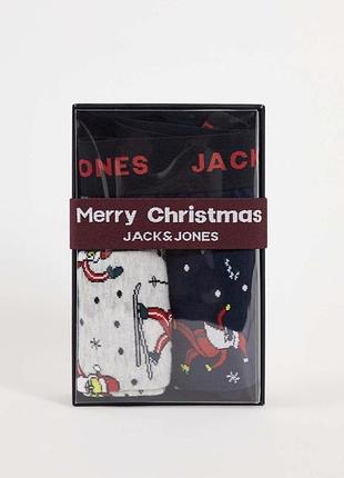 Чоловічий подарунковий набір jack & jones з трусами-боксерами та шкарпетками, різдвяний принт