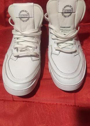 Стильные мужские белые кожаные кроссовки adidas super court