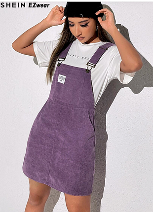 Вельветовый сарафан-комбинезон (pinafore dress) shein лавандового цвета
