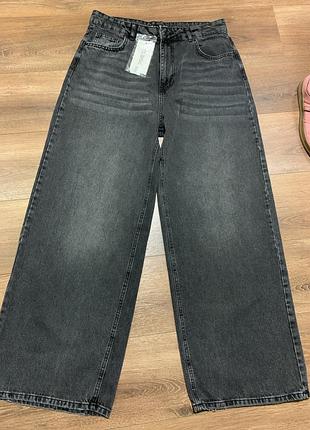 Чорні широкі джинси it's basic (wide-leg) з високою посадкою, р. 42 (xl)🖤❤️