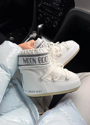 Женские зимние сапоги-дутики moon boot white grey
