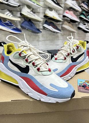 Жіночі кросівки nike air max 270 react для бігу тренувань залу фітнесу кросфіту оригінальні сітка різнокольорові бу 40-41 р стильні спортивні легкі