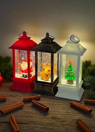 Новогодний led-ночник «сказочный фонарь» с жидкостью и блёстками 13 см на батарейках