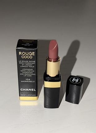 Помада для губ chanel rouge coco 104 mademoiselle сатинова зволожувальна міні