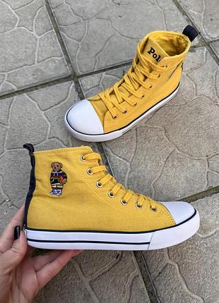Высокие яркие кеды кеди фирменные оригинал polo ralph lauren 35p