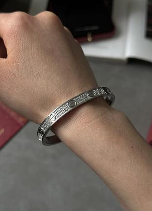 Браслет cartier love 3 diamond 18k white gold bracelet