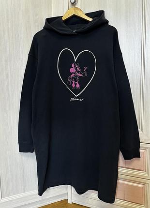 Сукня-худі жіноча uniqlo disney чорна з принтом мінні маус