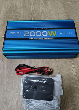 Інвертор напруги jarxioke 2000w 24v (чиста синусоїда) + пульт дистанційного керування