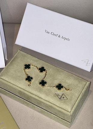 Браслет van cleef & arpels bracelet vintage green malachite k18 yellow