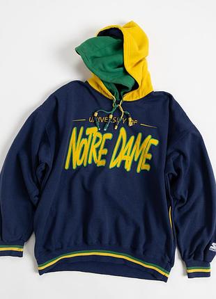 Чоловіче, вінтажне худі від starter із символікою notre dame fighting irish — річ, у якій спортивна спадщина американського, університетського стилю
