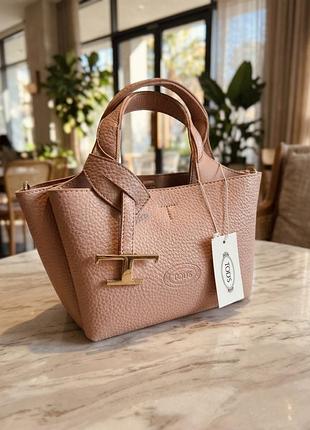 Жіноча сумка-тоут tod’s t timeless оливкова шкіряна