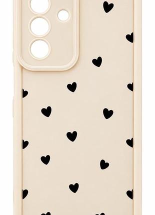 Чохол shock case print для samsung galaxy a18 / a185 бампер силіконовий цвіт бежевий з малюнком серця