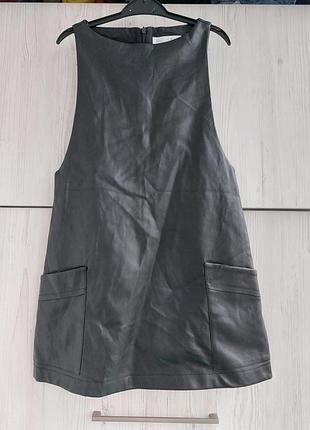 Брендовый стильный сарафан из эко кожи zara для девочки 10р на рост 140см